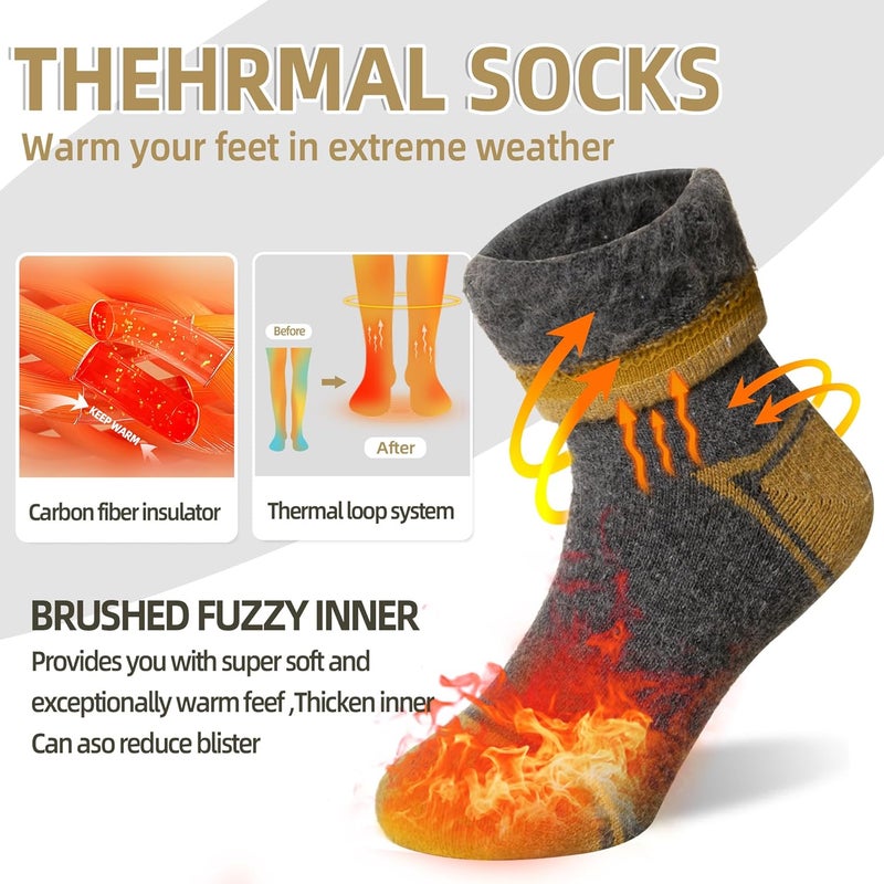 Eyean Kids Wool Heated Hiking Socks Thick Warm Thermal Soft Winter Snowboarding Boy Girls Insulated Socks 4 Pairs - Image 3